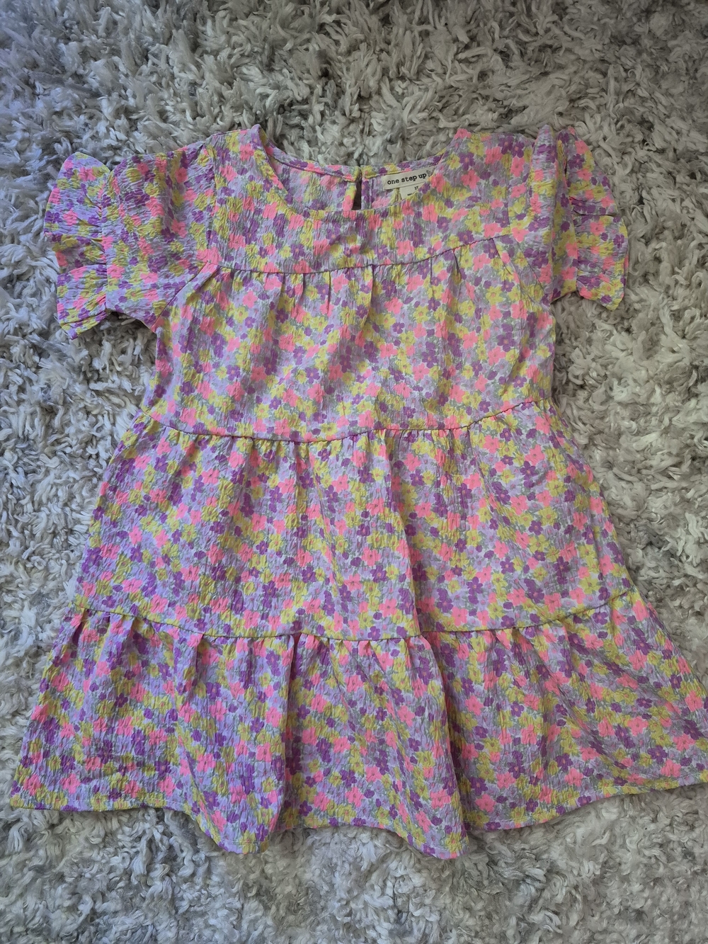 One Step Ahead Girls' Pink Floral Tiered Dress Top